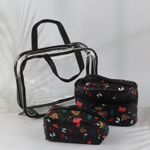 Factory price 3pcs travel makeup bag toiletry case makeup organizer set