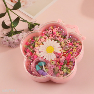 High quality pop beads diy jewelry bracelet making kit with flower shaped storage case