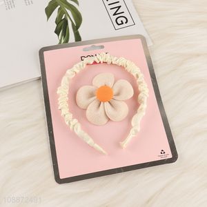 Factory wholesale girls 2pcs hair hoop <em>hairpin</em> set