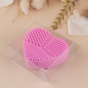 Wholesale makeup brush cleaner heart shape silicone cosmetic cleaning tool