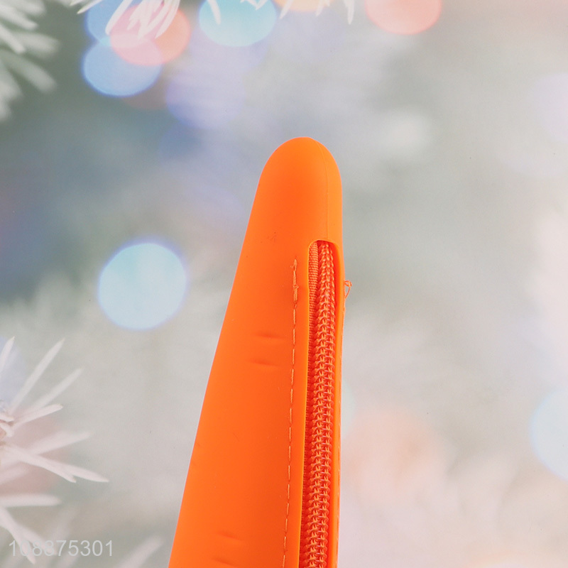 Wholesale carrot shaped silicone pencil case pencil pouch stationery bag