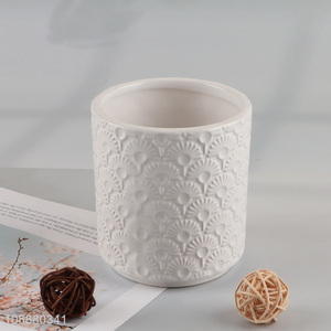 Hot Selling Embossed Ceramic Flower Pot Porcelain Succulent Planter