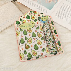 New arrival avocado series students <em>notebook</em> with pen and ruler