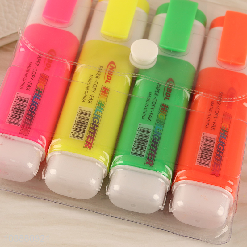 Best selling 4pcs stationery highlighter pen set wholesale