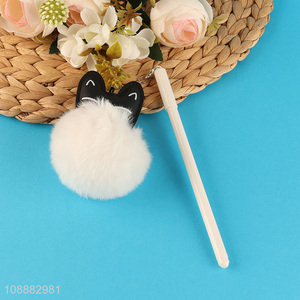 Good selling plush ball plastic cute pompom pen