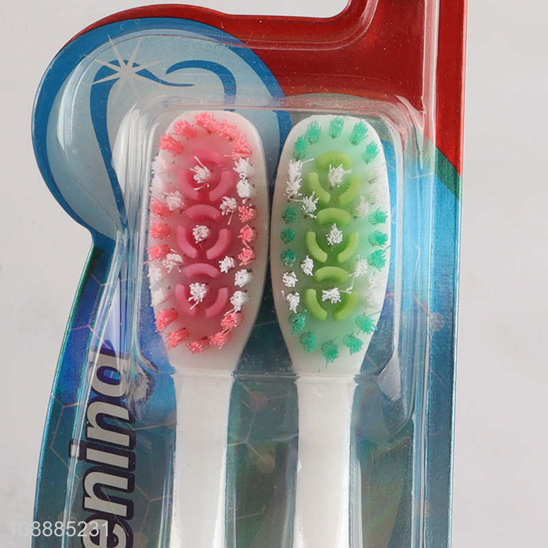 Factory supply 2pcs soft bristles adult toothbrush with non-slip handle