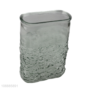 Yiwu market clear u-shaped glass vase for home office decoration