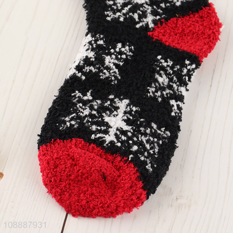 Factory supply Christmas socks fluffy Xmas holiday slipper socks