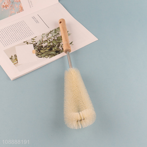 Wholesale nylon bristle pot brush dish scrub brush with wooden handle