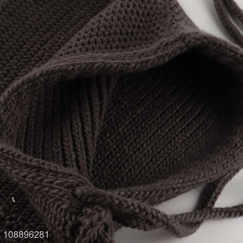 Good quality winter windproof knit hat hooded scarf hat for women