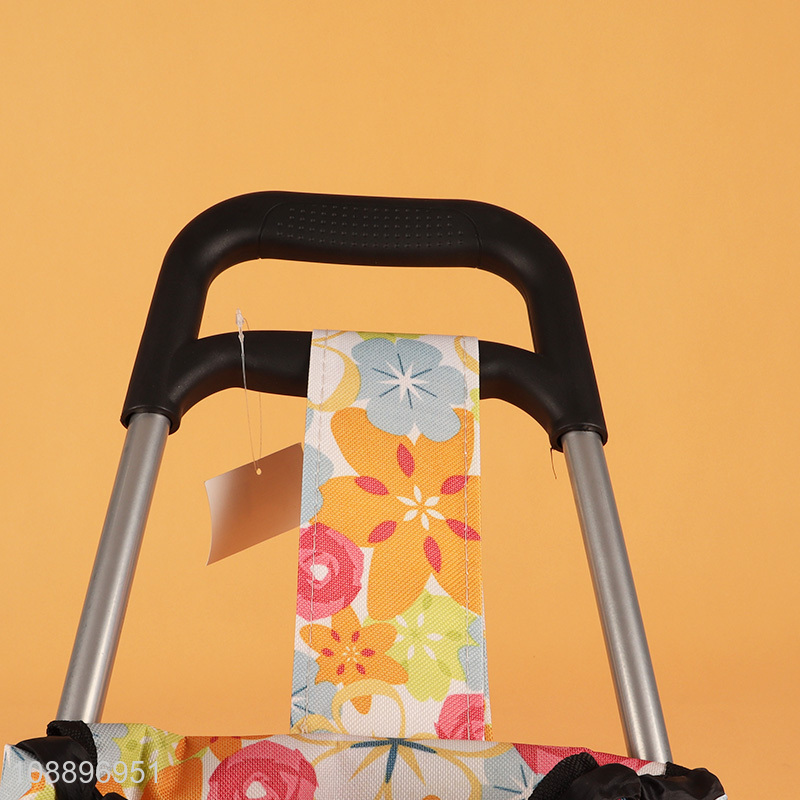 Hot items flower printed shopping cart folding shopping trolley bag