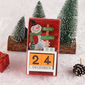 Wholesale Wooden Christmas Snowman Advent Calendar Counterdown Desk Calender