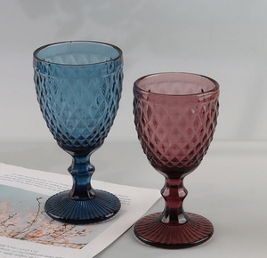 Hot items multicolor embossed glass wine glasses champagne glasses for sale