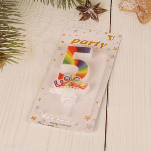 China wholesale rainbow color party decoration candle number candle