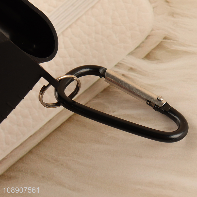 Hot selling square earbud case portable earphone case with carabiner