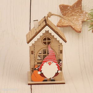 Good Quality Led Warm Light Christmas Wooden House Ornament for Gifts