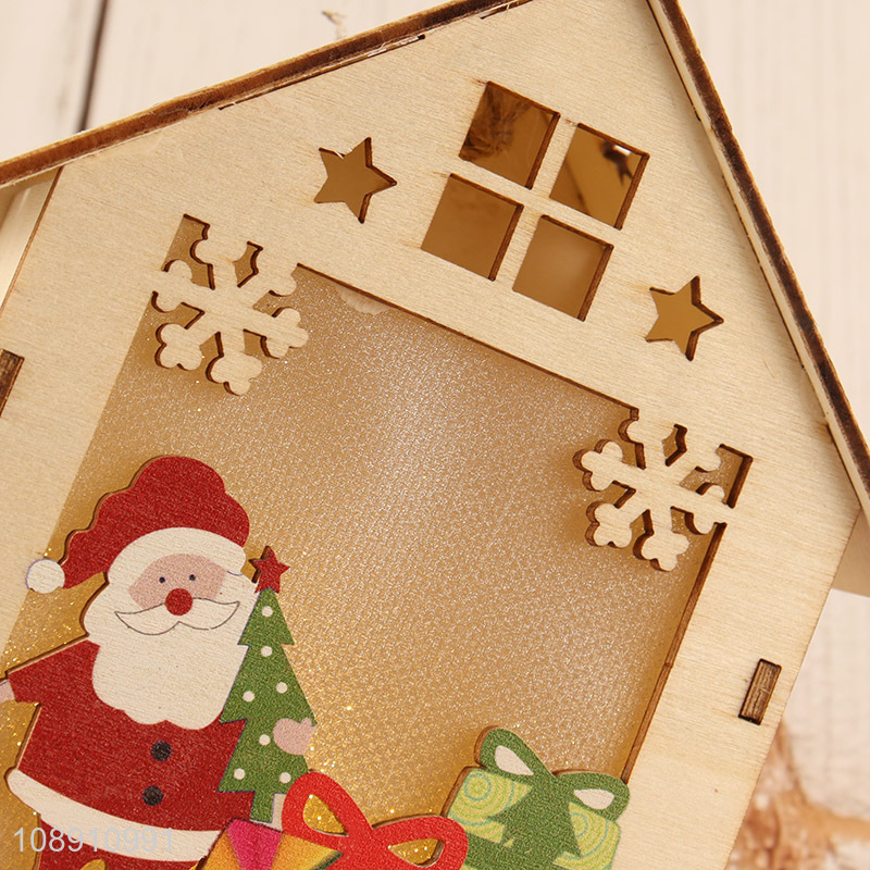 Wholesale Led Light Christmas Wooden House Ornament Luminous Wooden House