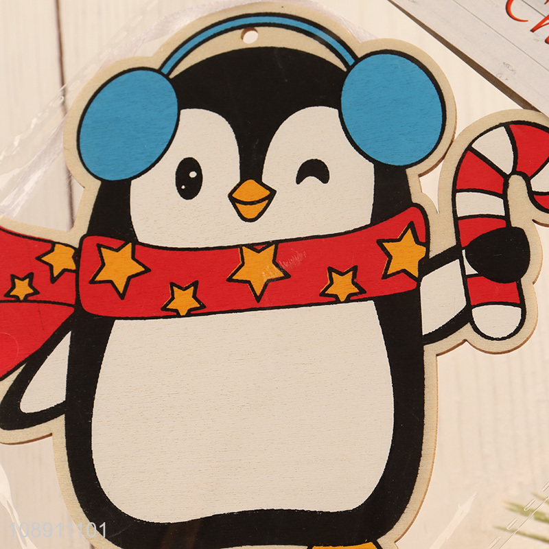 High Quality Christmas Wooden Penguin Pendants Wooden Hanging Ornaments