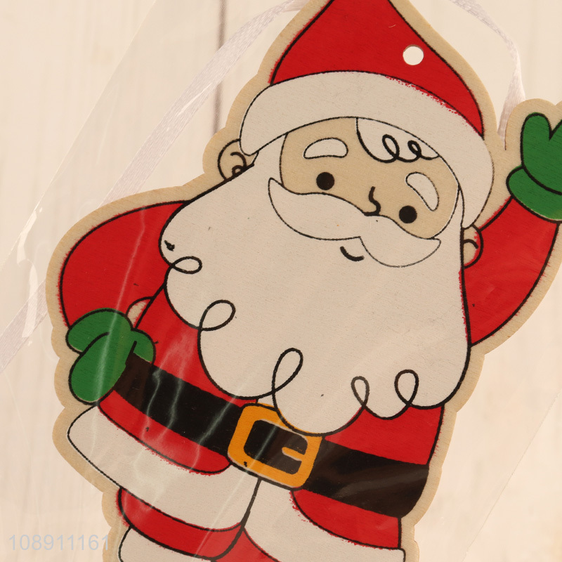 Factory Price Christmas Wooden Santa Claus Pendants Xmas Tree Decorations