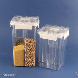 Good selling 4compartment dry food cereal storage container storage jar