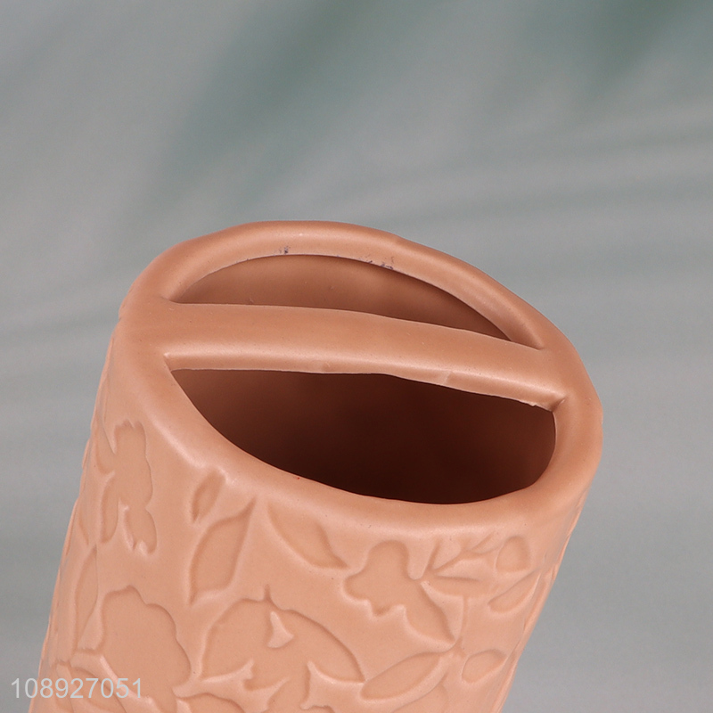 Hot selling 2 slots ceramic toothbrush toothpaste holder for bathroom