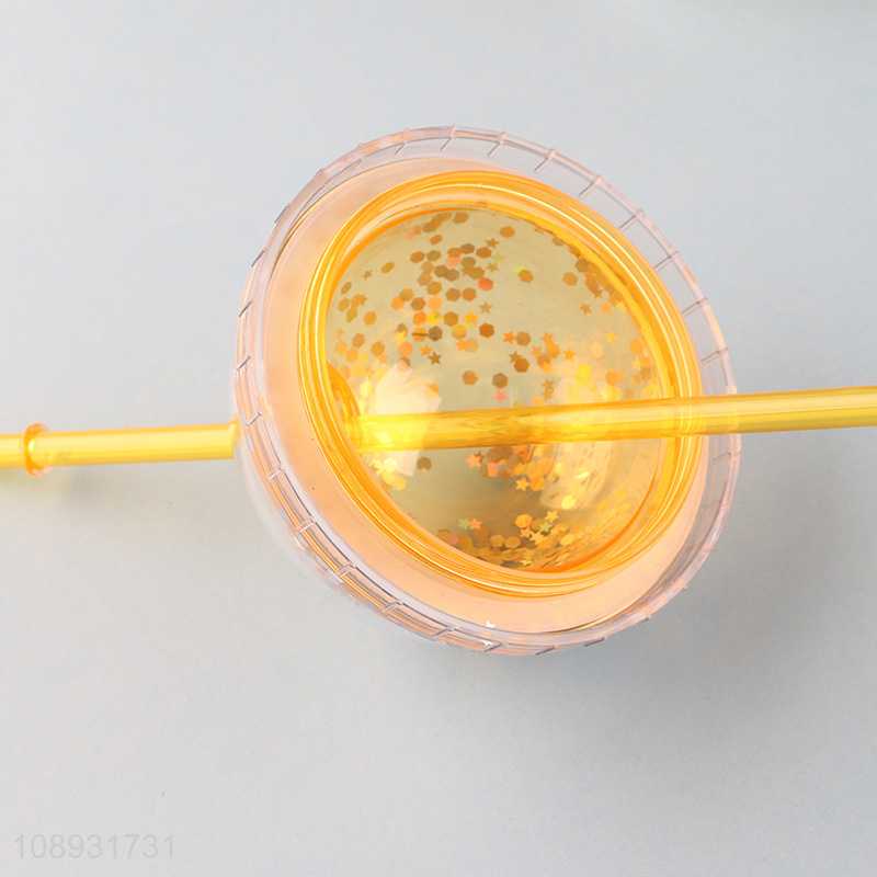 China wholesale multicolor glitter plastic straw water cup with light