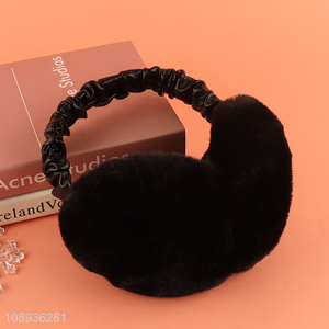 Factory supply black plush winter warm earmuffs for sale