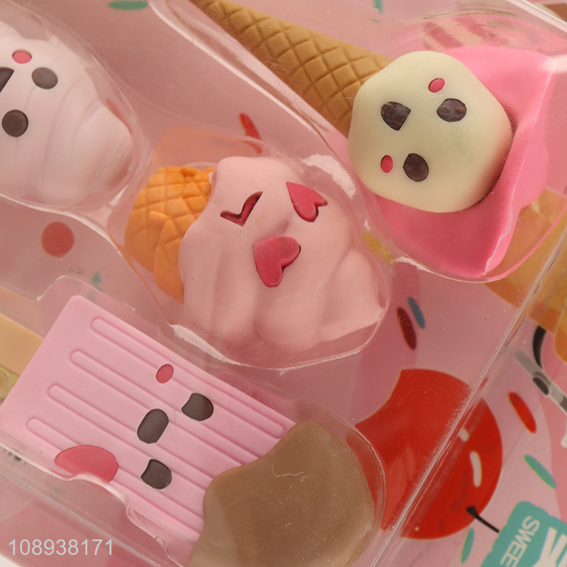 Good selling diy dessert series students stationery eraser set