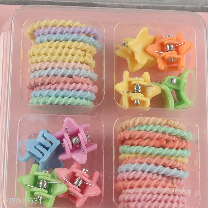 Good quality candy color girls headwear set hairpin hair rope set