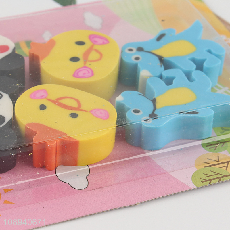 New arrival cartoon animal series kids eraser set