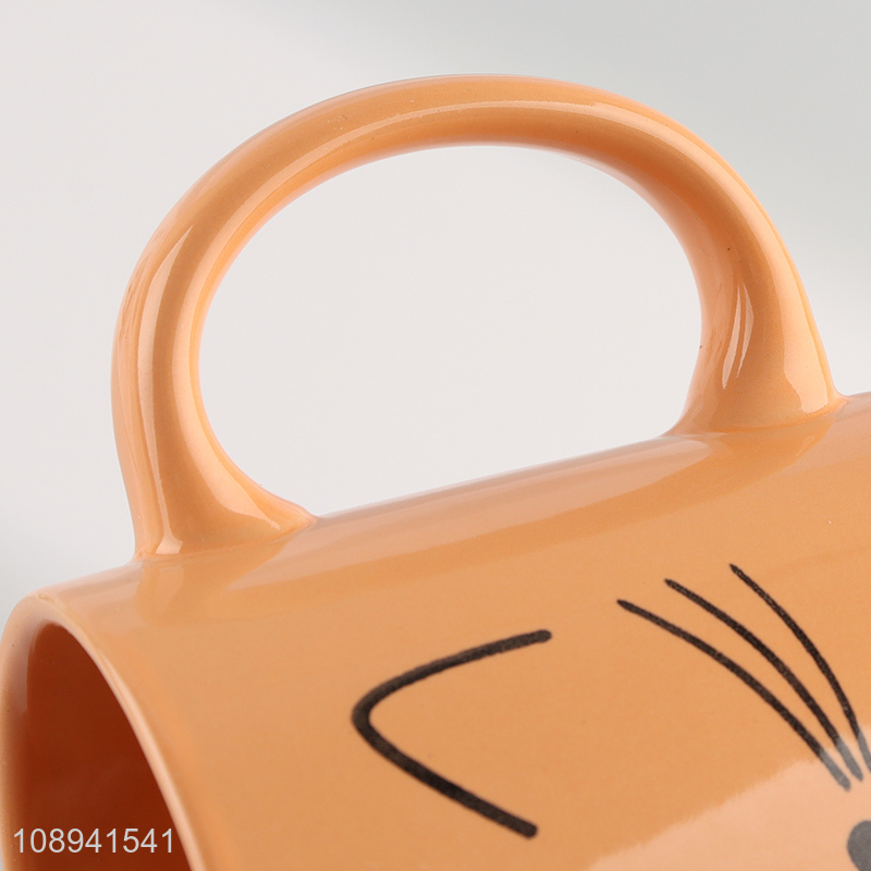 New arrival cute orange ceramic drinking cup water cup with handle