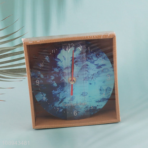 Latest products round glass tabletop decoration desktop clock