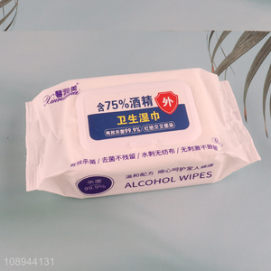 New Arrival 60PCS 75% Alcohol Hand Wipes Unscented Disinfecting Wipes