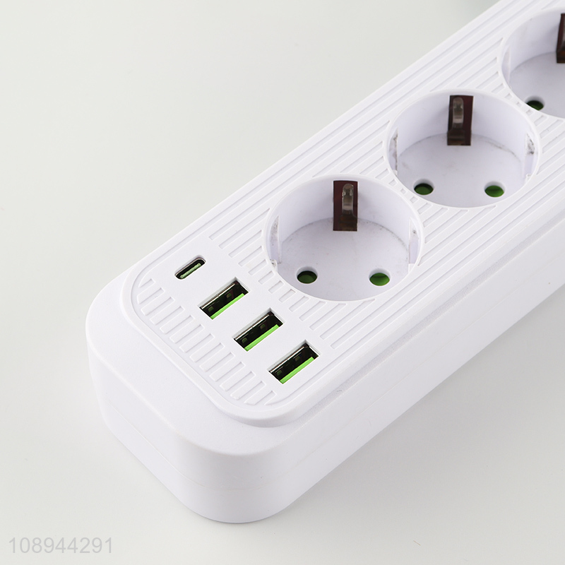 New Product Multi-Function European Power Strip with 4 Sockets 3 USB Ports