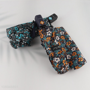 New Product 8k Auto Open & Close Flower Printed Triple Folding <em>Umbrella</em>