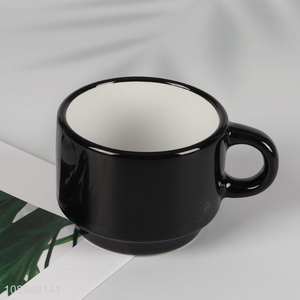 China supplier black ceramic water cup drinking cup with handle