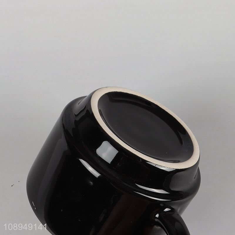 China supplier black ceramic water cup drinking cup with handle