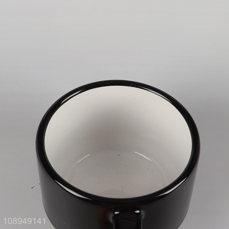 China supplier black ceramic water cup drinking cup with handle