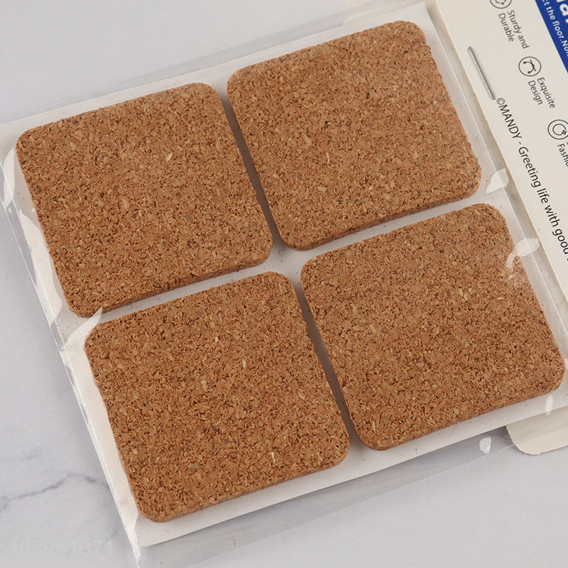 China Imports 4PCS 4X4CM Square Cork Furniture Pads Anti Scratch Chair Leg Pads