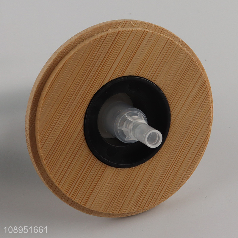 High Quality Refillable Liquid Soap Lotion Dispenser with Bamboo Lid