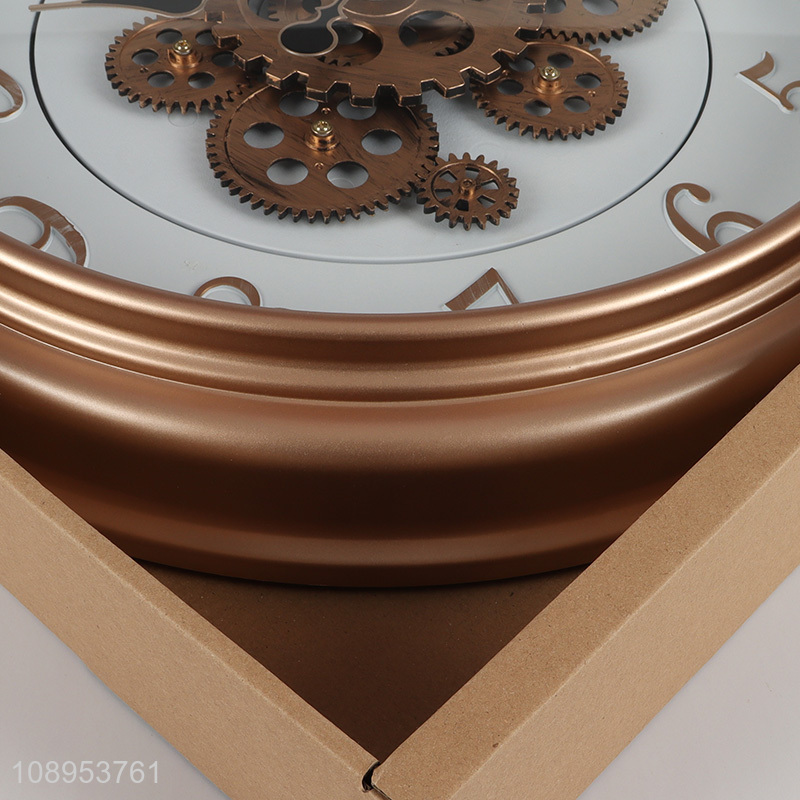 Latest products round real moving gear wall clock for home decor