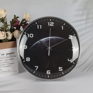 Factory direct sale round electroplated wall clock for wall decor