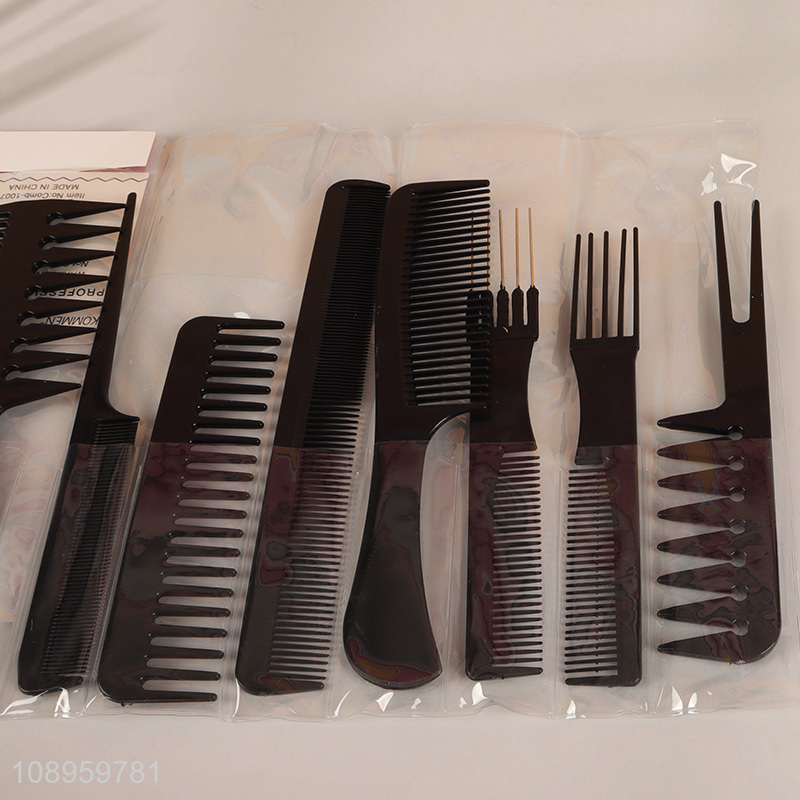 Hot selling 10pcs plastic hair comb set hair salon tool