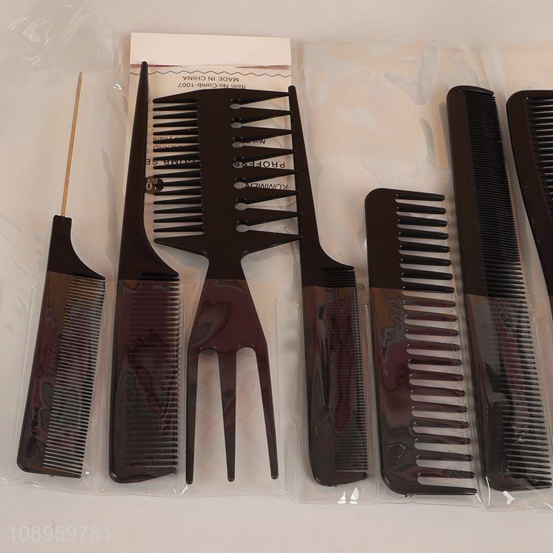 Hot selling 10pcs plastic hair comb set hair salon tool