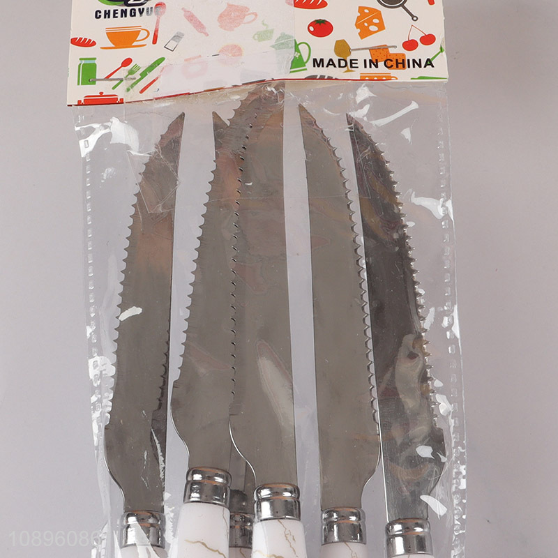 High quality 6pcs stainless steel dinner knife set with printed handle