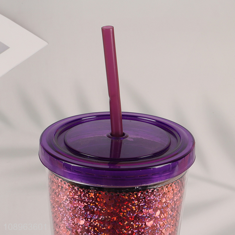 Hot products double wall plastic cup with lid&straw