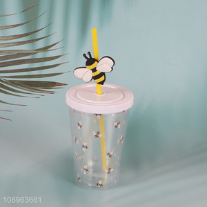 China supplier cartoon 250ml water cup with lid&straw