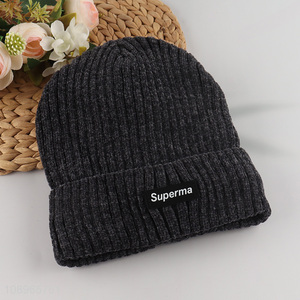 Hot Selling Winter Warm Beanie Hat Chenille Knit Hat for Men Women