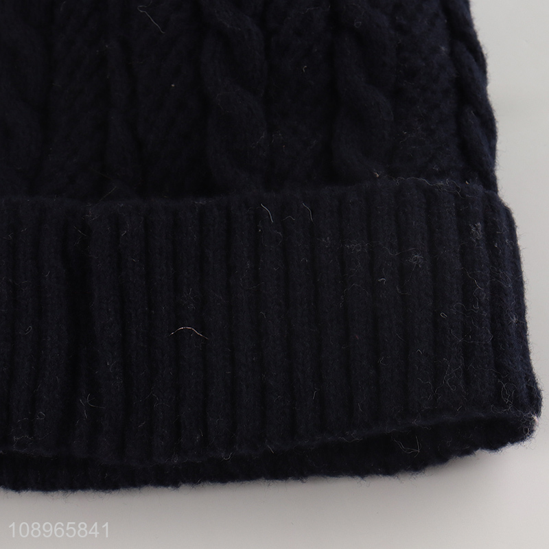 Wholesale Unisex Winter Warm Knitted Beanie Cap Trendy Knit Beanie Hat