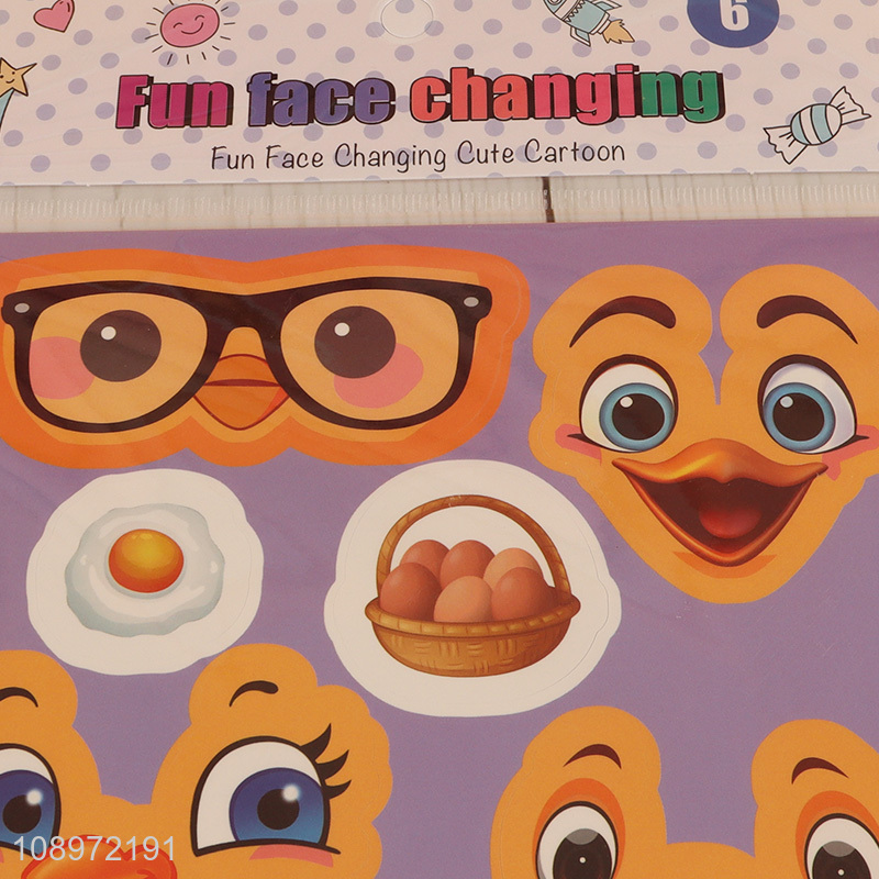 Top quality cute cartoon decorative face changing sticker for kids